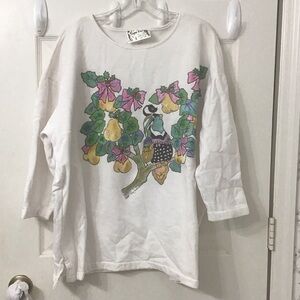 Xmas Vintage 80’s Partridge in Pear Tree Long Sleeved Wearable Art Sweatshirt.